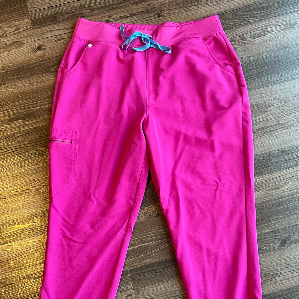 Figs - Raspberry Sorbet Zamora High Waisted 2.0 - Jogger Scrub Pants - XL